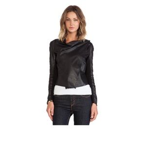 🖤LAMARQUE ‘Madison’ Drape Front Black leather Jacket 🖤